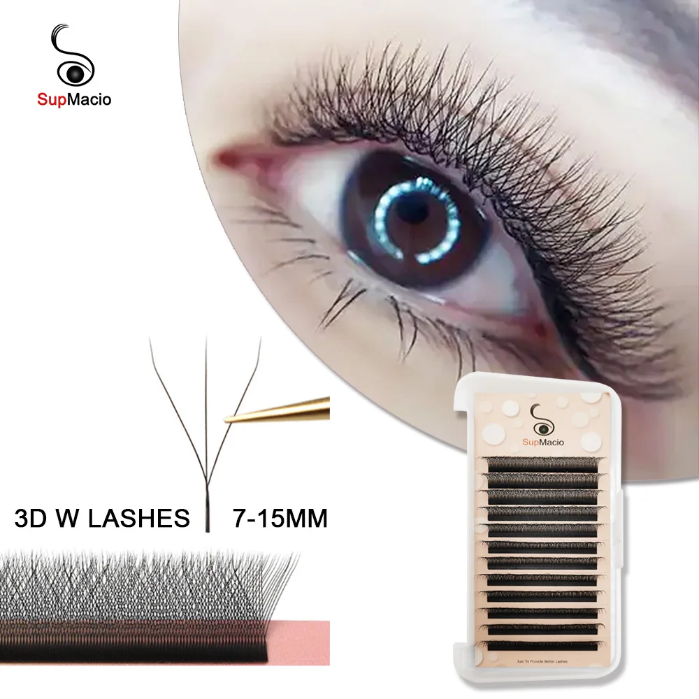 SUPMACIO 3D W Shaped Soft Lash Extension Supplies 0.07 Cilios 3D Eyelashes Wholesale Natural Makeup Easy Fan Dropshipping Brasil