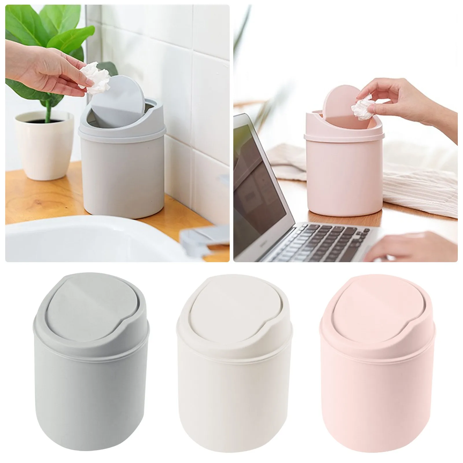 Creative Mini Desktop Bin Small Trash Can Tube With Cover Bedroom Trash Garbage Can Clean Kitchen Storage Box Home Desk Dustbin