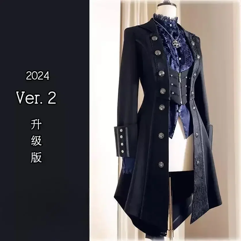 معطف طويل لسترة الرياح الأصلية على جناح الخفّاش، لوليتا قوطي قديم بجزء سفلي كبير #4