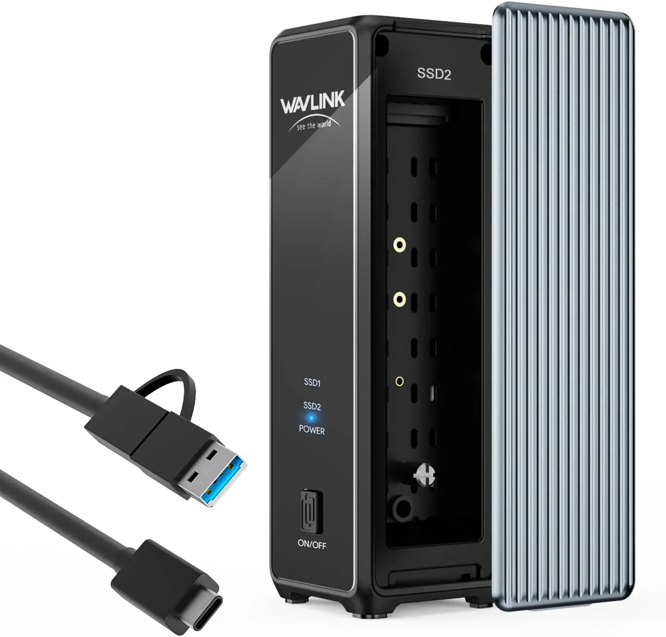 

Двойной корпус для NVMe M.2 SSD, 20 Гбит/с, без инструментов, для PCIe SSD до 8 ТБ, с активным охлаждением и поддержкой PD 20 Вт