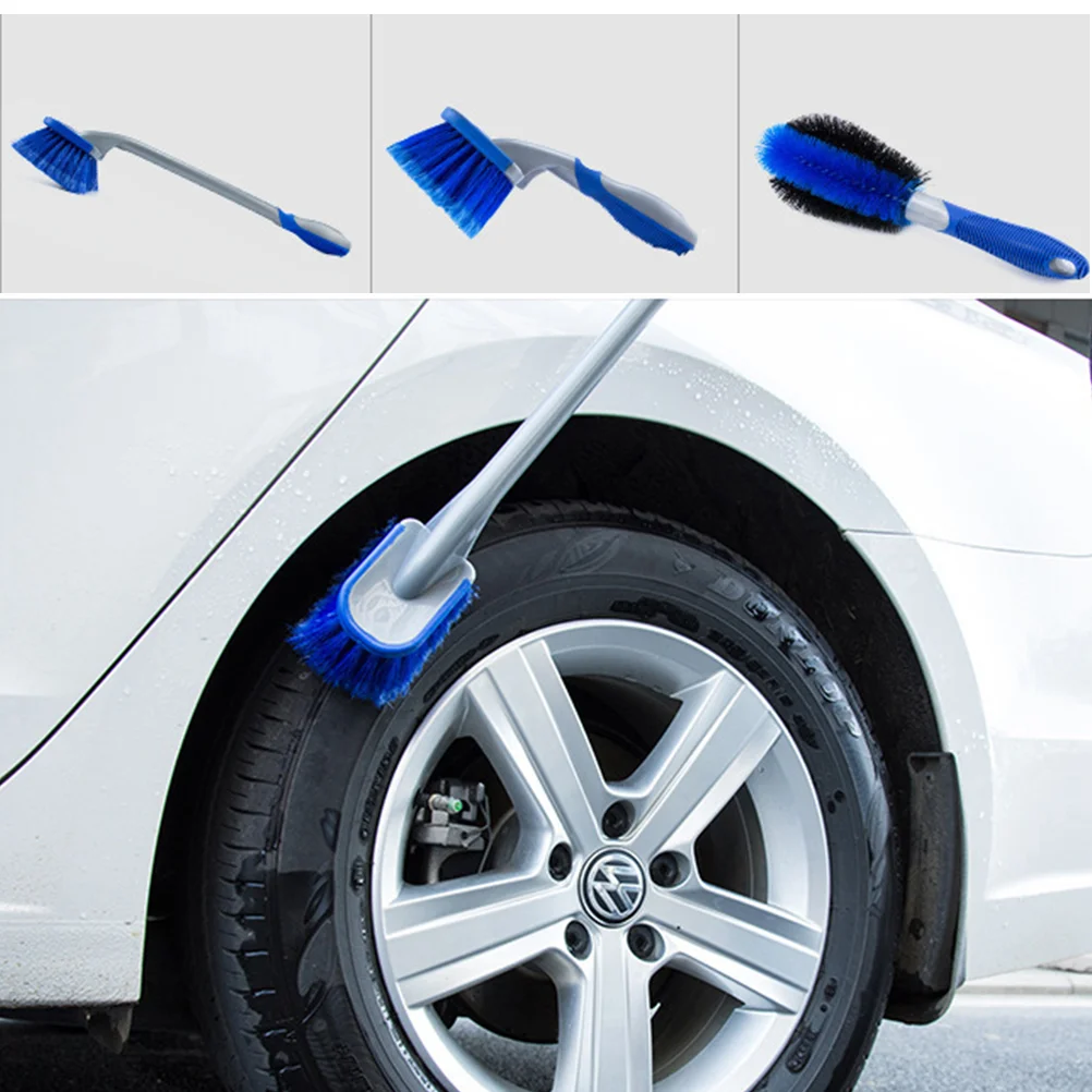 

3 Pcs Professional Car Brush Kit Wheel Cleaning Brush Metal Surface Brim Gap Brush for Home Shop Car (Short Handle Rim Brus