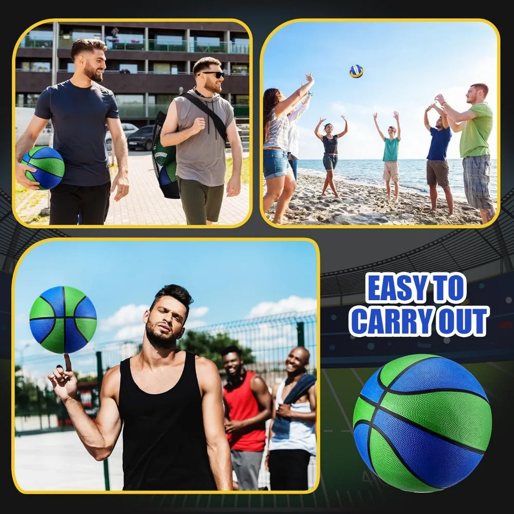 مجموعة كرات رياضية مكونة من 8 قطع تتضمن كرة السلة وكرة القدم وكرة القدم والكرة الطائرة مع 2 حقائب معدات رياضية ومضخات للمراهقين والشباب والكبار O #6