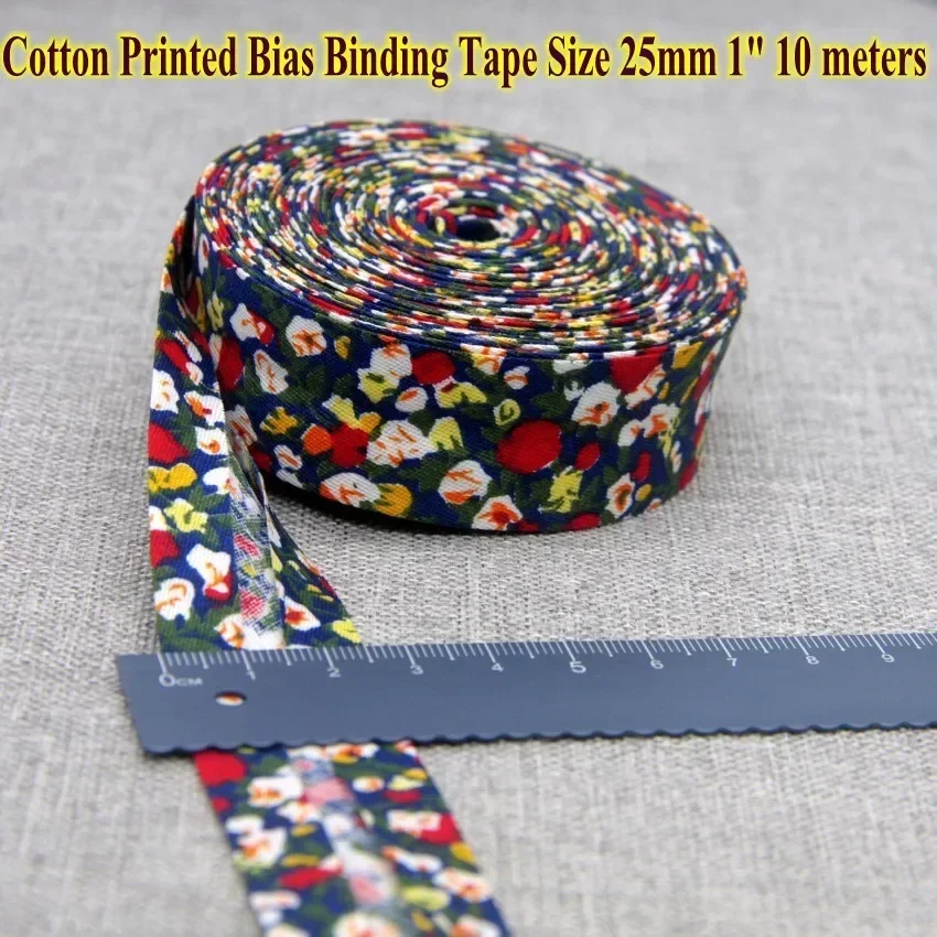 Cotton Bias tape printed flowers, size: 25mm,1\