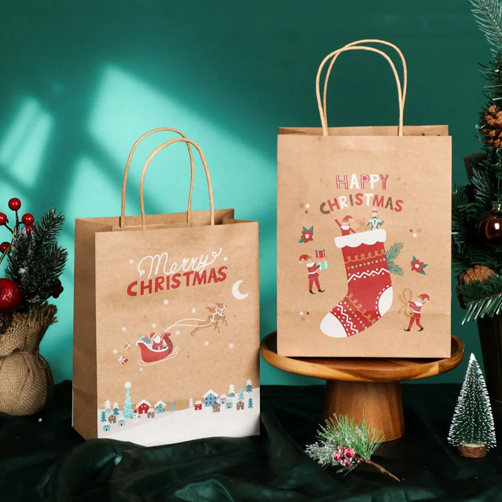 

25 Pcs Merry Christmas Gift Wrapping Paper Bag Bags for Party Favors Clothing Goodies Treat