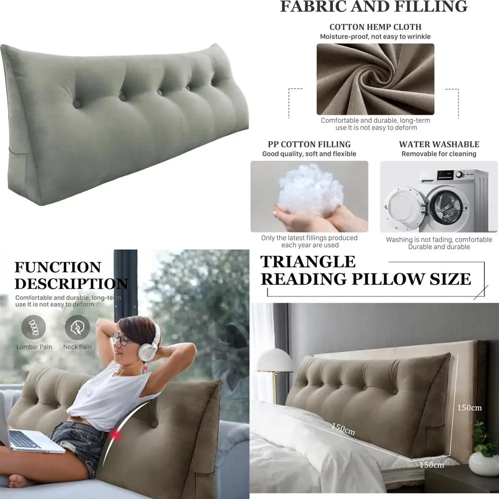 وسادة إسفين سميكة بحجم كوين للسرير - دعم مريح لللوح الأمامي ووسادة مسند الظهر لتحسين وضع الجسم #1