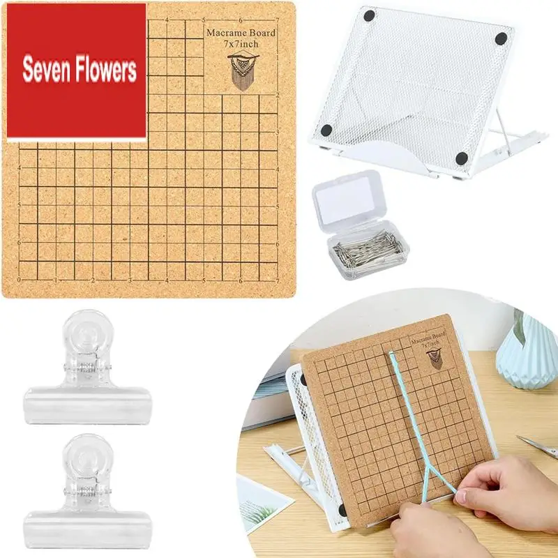 

A84Z-Macrame Board With Metal Adjustable Adjustable Holder With T Pins Clips Supplies Double Sided Grids Project For Braiding