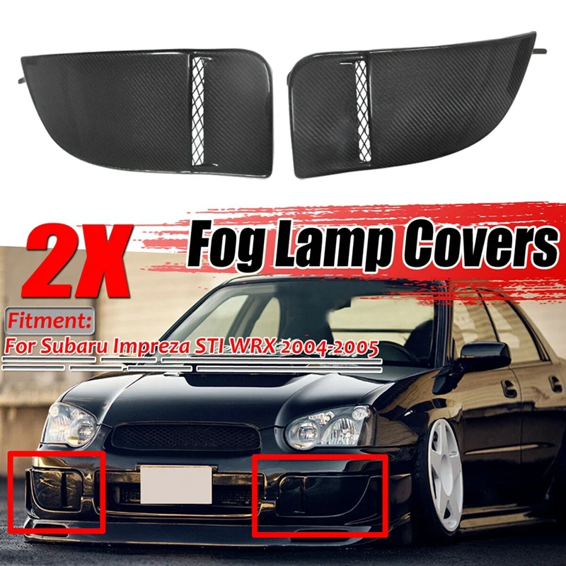 

Real Carbon Fiber Front Bumper Fog Light Lamp Bezel Cover For Subaru Impreza STI WRX 04-05