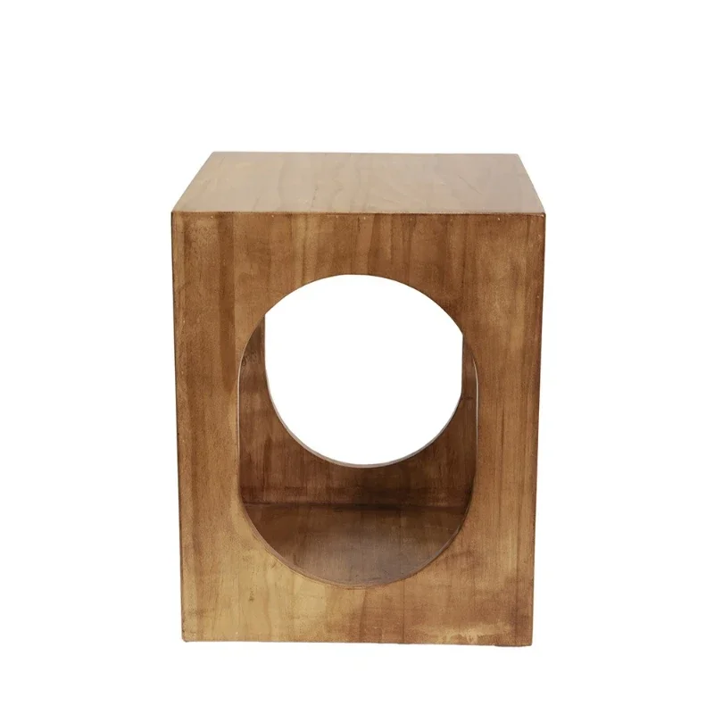 

Wabi Silent Wind Solid Wood Pier Coffee Table Living Room Homestay Hollow Edge Balcony Vintage Flower Pot Rack Cafe Small Table