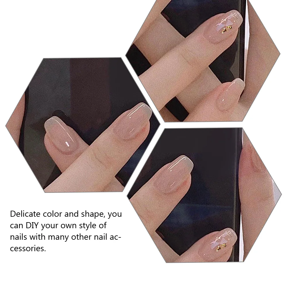 1세트 짧은 가짜 손톱, 탈부착 가능한 여성용 매니큐어 키트, DIY 네일 아트 장식용 ABS 소재 접착식 손톱, 중간 크기 웨딩용