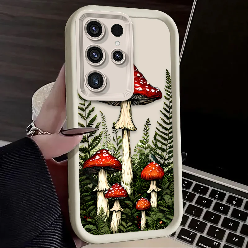 Custodia morbida estetica fungo per Samsung Galaxy S24 S25 S23 Ultra S22 S21 Plus FE A36 A56 A26 A16 A06 A15 A25 A35 A55 5G