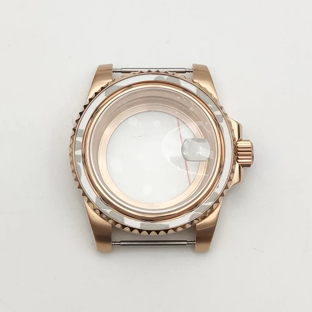 حافظة رجالية فاخرة باللون الذهبي الوردي ، طقم تحويل ساعة 40 مللي متر لحركة NH35/NH36 ، حافظة مقاومة للماء