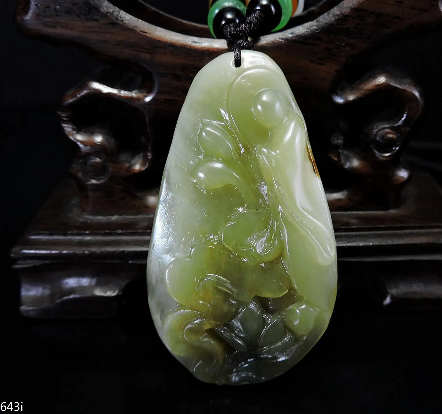 Jade Jewelry Natural Jade Pendant Necklace Hand-Carved buddha&lotus flower Jadeite Necklace Pendant Gift No Treatment 643i