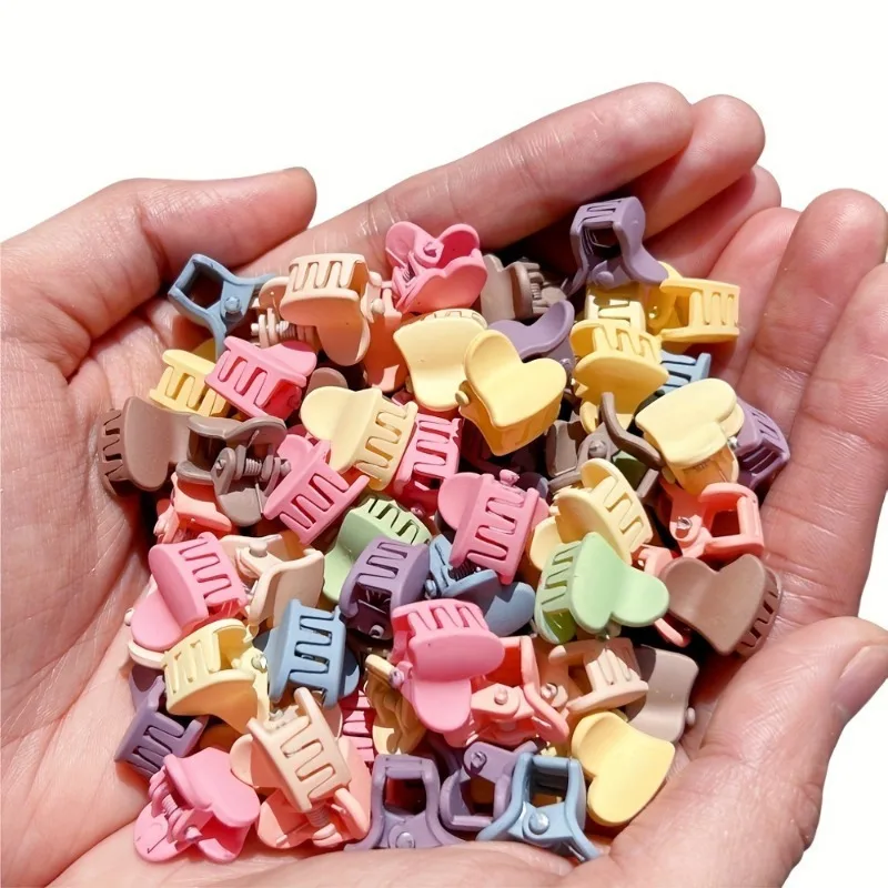 50pcs Mini Clips, Plastic, Youth-Style Flower Design, Perfect for Hairstyles Like Braids and Pigtails.