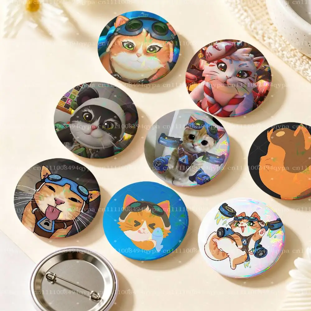 J-Jetpack Cat O-Overwatch Pin Round Circle Shape Metal Button Pin Badge Pinback Decoration Gifts Clothes Decor