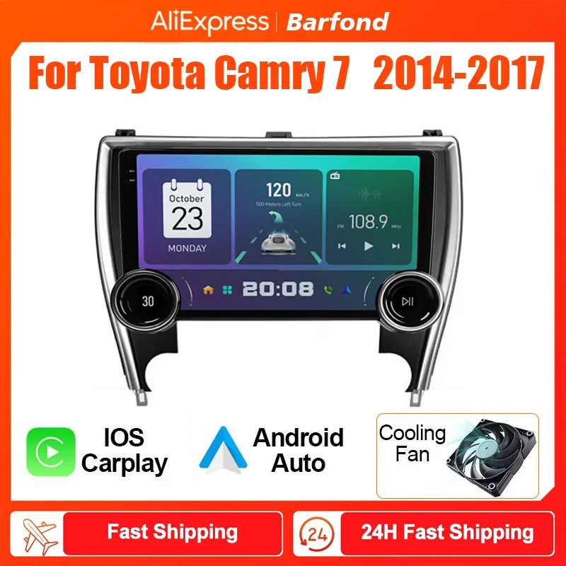 Barfond For Toyota Camry 7  2014-2017 Car Radio Multimedia Video Player Navigation stereo GPS Android 13 2din dvd