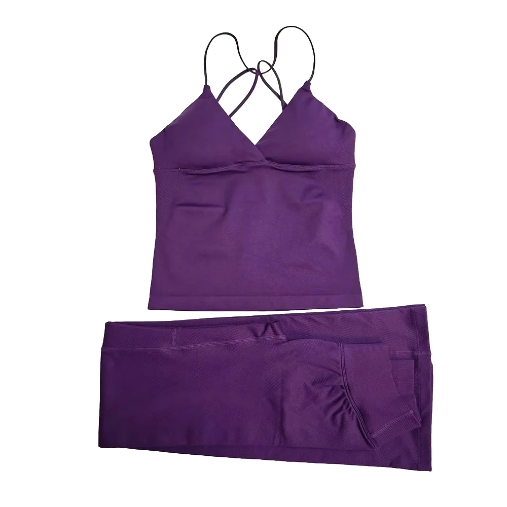 Vision Twist Front Longline Top and Vision Flares Leggings 2 Pieces Yoga Set Women Sportwear Gym Clothes Workout Running Suit - Image 4