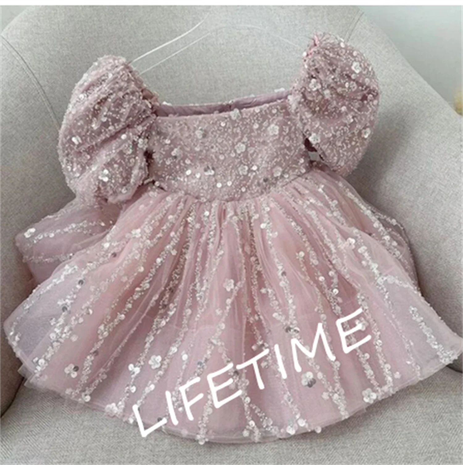 New Infant First Birthday Dress Baby Girl Party Gown for Special Occasion Princess Glitter Tulle Dress Photo Shooting