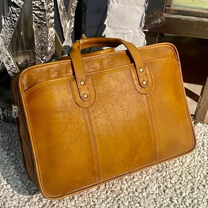 

New high-end personalized men's briefcase, customized computer bag, multifunctional leather wear-resistant handbag, crossbody ba