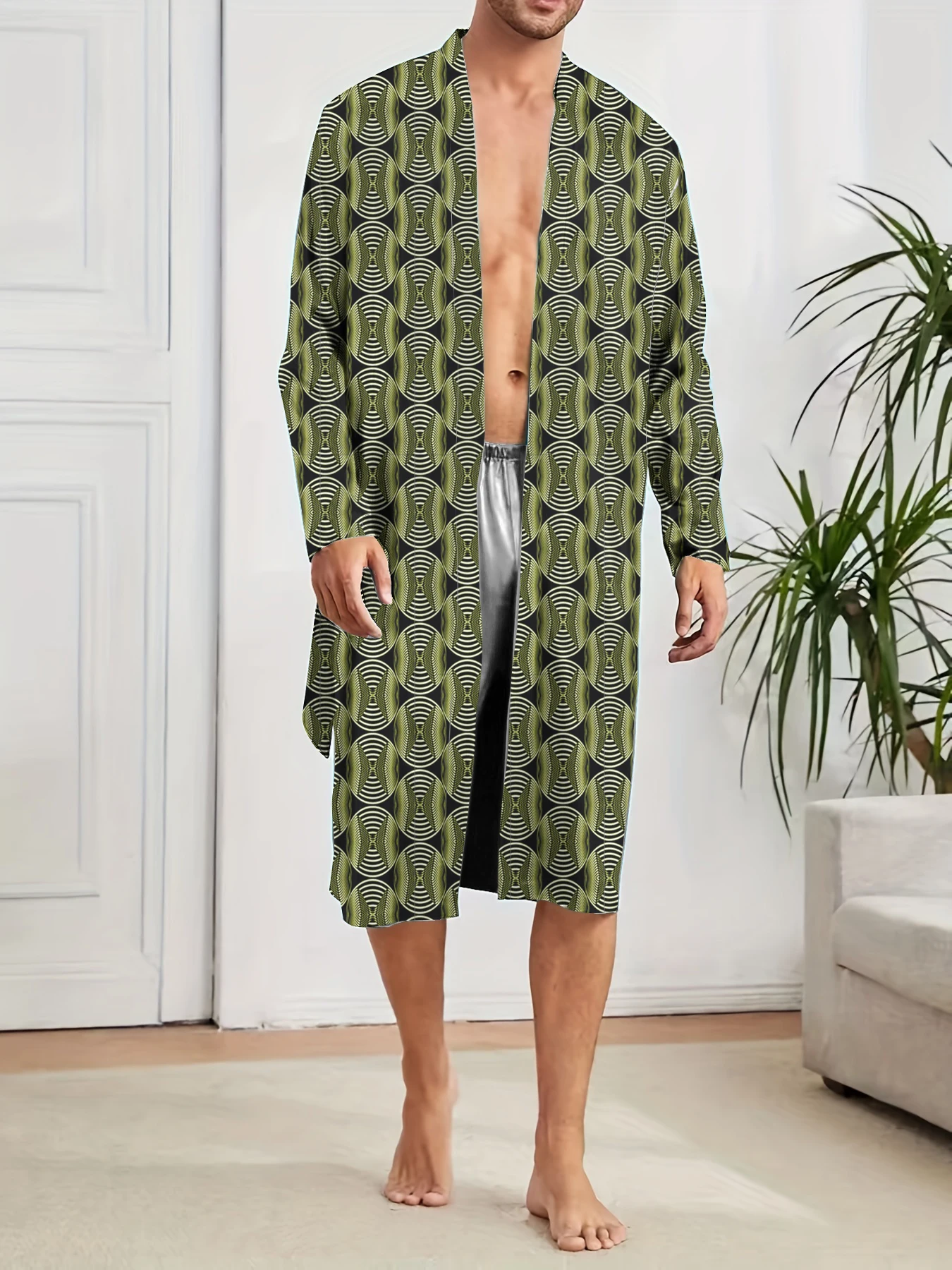 Digital printed nightgown is fast drying, casual and comfortable, and trendy for men's long robes. home furnishings