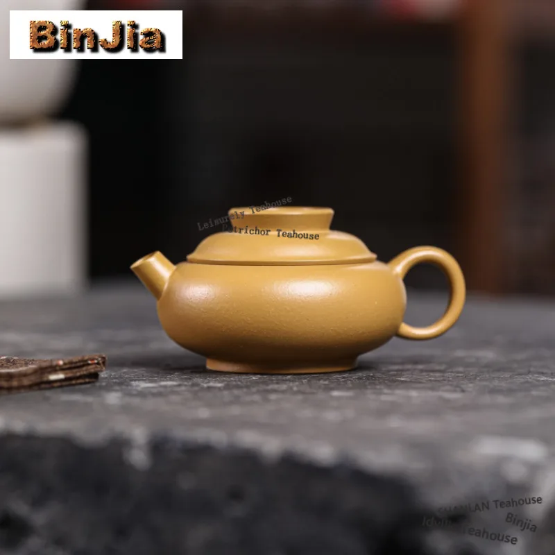 

90ml Antique Yixing Purple Clay Teapots Handmade Pot Raw Ore Gold Zhu Mud Tea Making Kettle Chinese Zisha Tea Set Collection