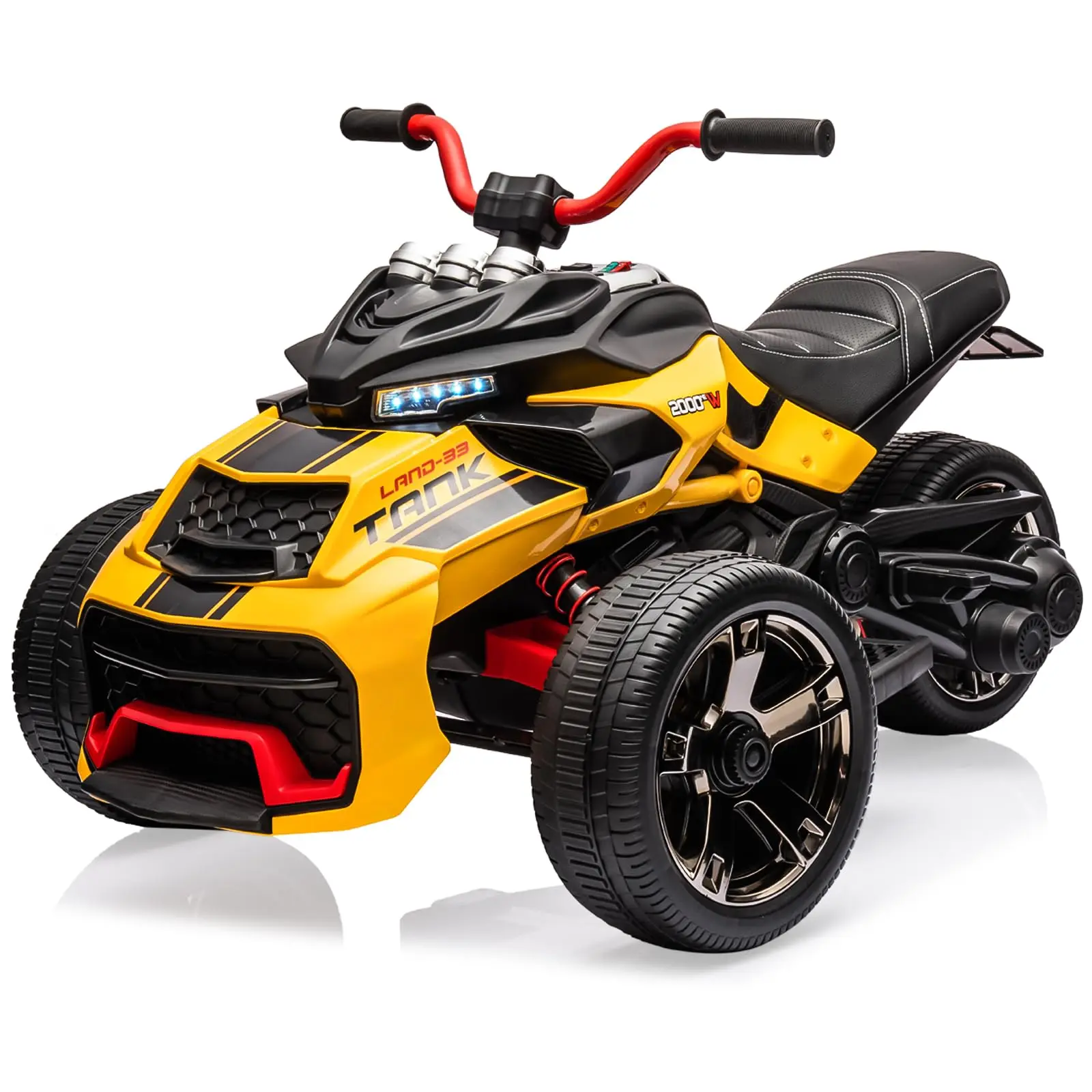 12V Kids Ride On ATV 3 Wheeler Electric Motorcycle For Toddlers 3-8, Battery Powered Toy Car with LED Lights, Music, Horn, Tread Tires