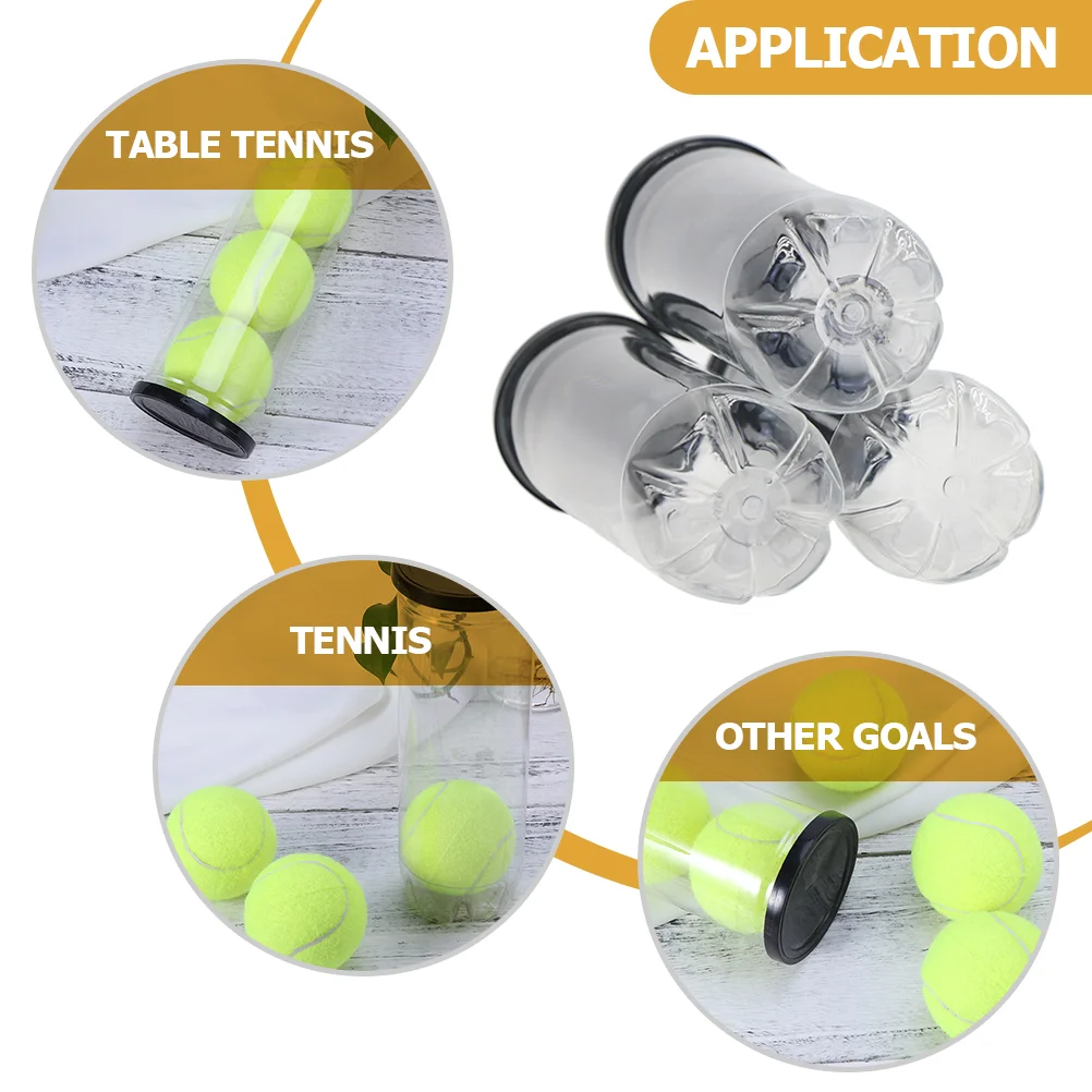 3 Pcs Tennis Cylinder Supply Bottle Ball Container with Lid Storage Convenient Balls Holder Pvc Practical Multi-function