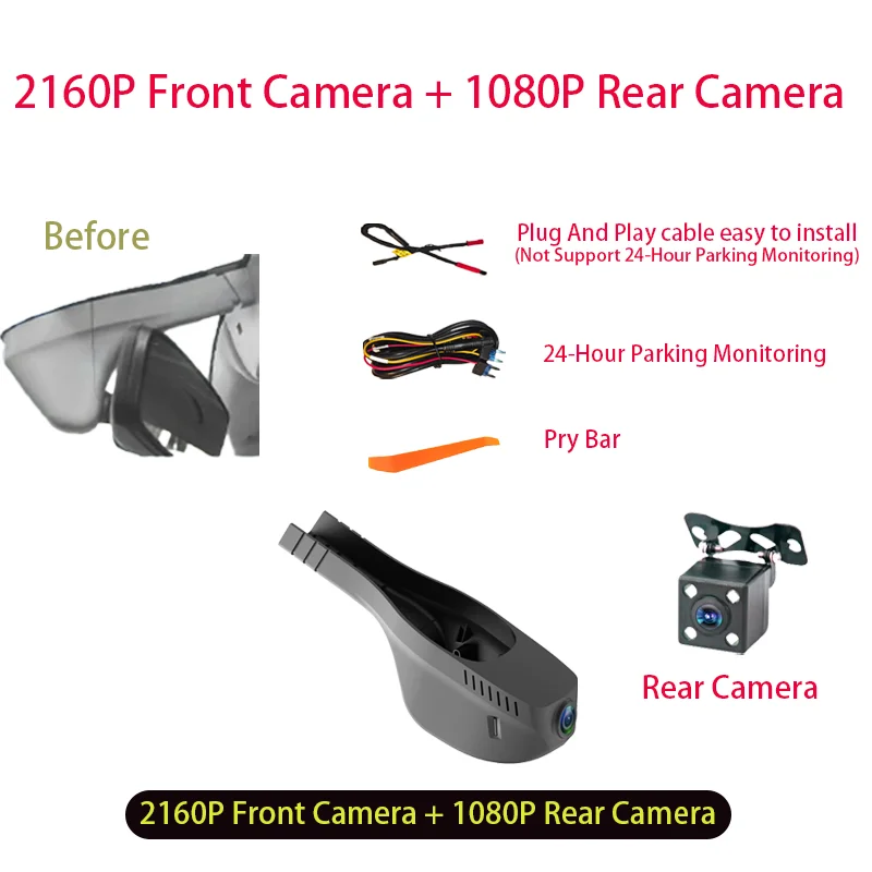 1K 2K 4K Plug-and-Play Wifi Dashcam Camera Auto DVR voor Volkswagen VW Golf Polo Jetta Passat B8 Sharan Touran Tiguan 2015-2026