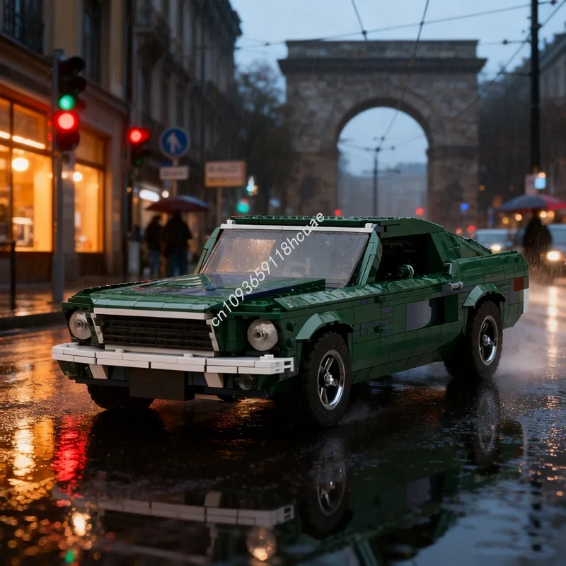 

1406 деталей MOC Ford Mustang GT BULLITT: Конструктор для сборки, подарок на Рождество, игрушка для детей на день рождения