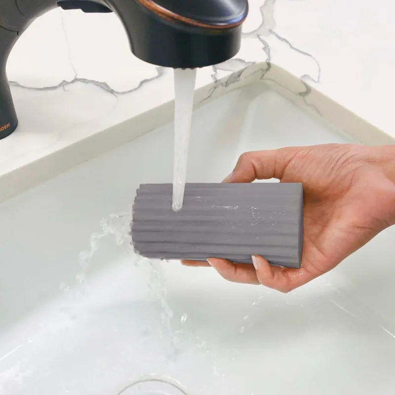 Damp Clean Duster Sponge, Sponge Cleaning Brush, Duster for Cleaning Blinds, Glass, Baseboards, Vents, Railings, Mirrors,Window Track Grooves(Grey)