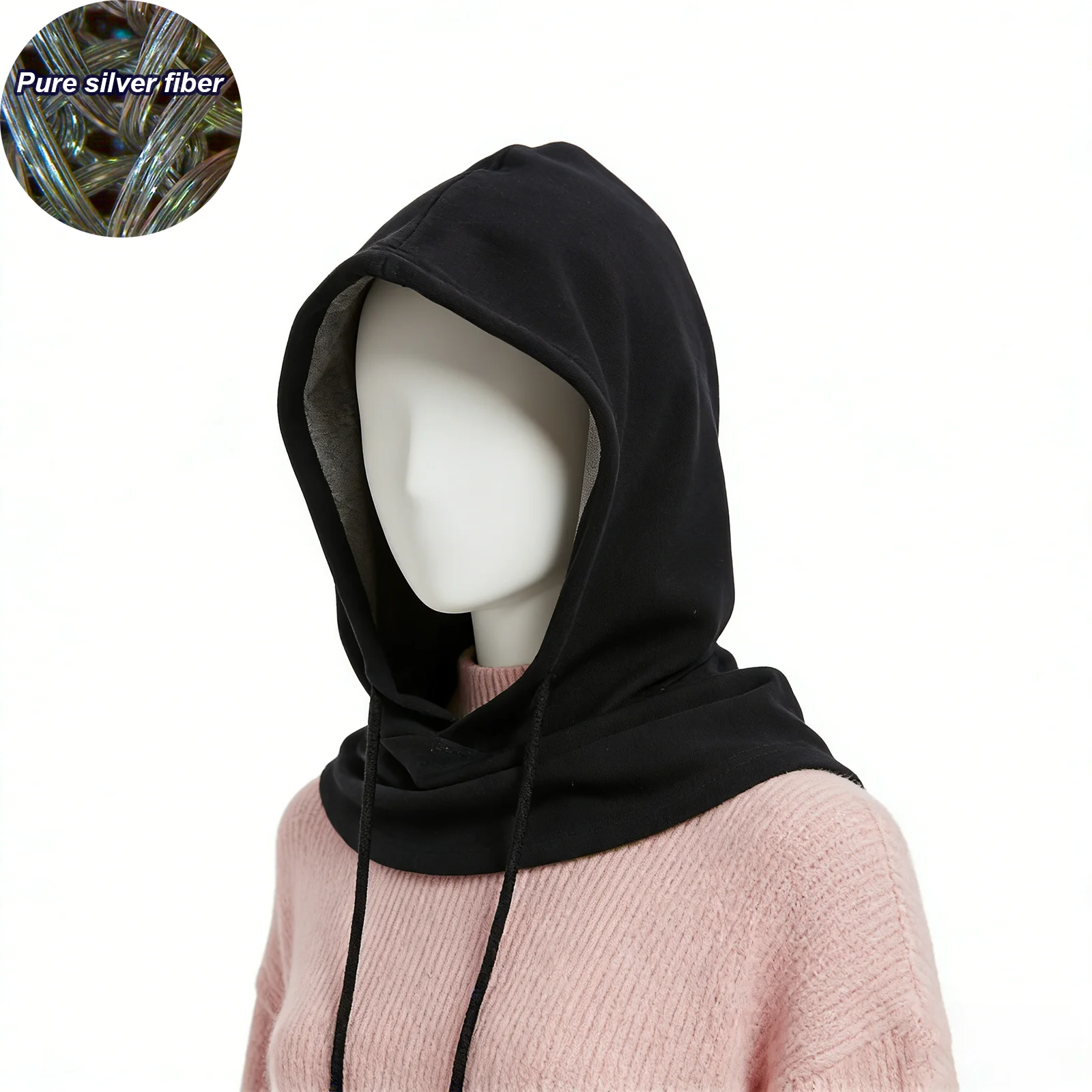 Anti-Radiation Silver Fiber Fabric Hood EMF RF Shielding Face Head Protective Cover WiFi 5G Signal Blocking Hat Antibacterial