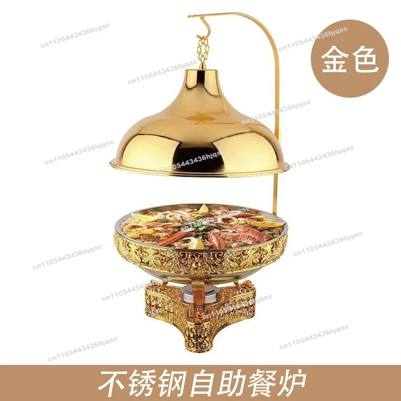 2pcsStainless Steel Buffet Furnace European Heating Insulation Hanging Cover Furnace Insulation Meal Furnace Food Heating Pot 8L