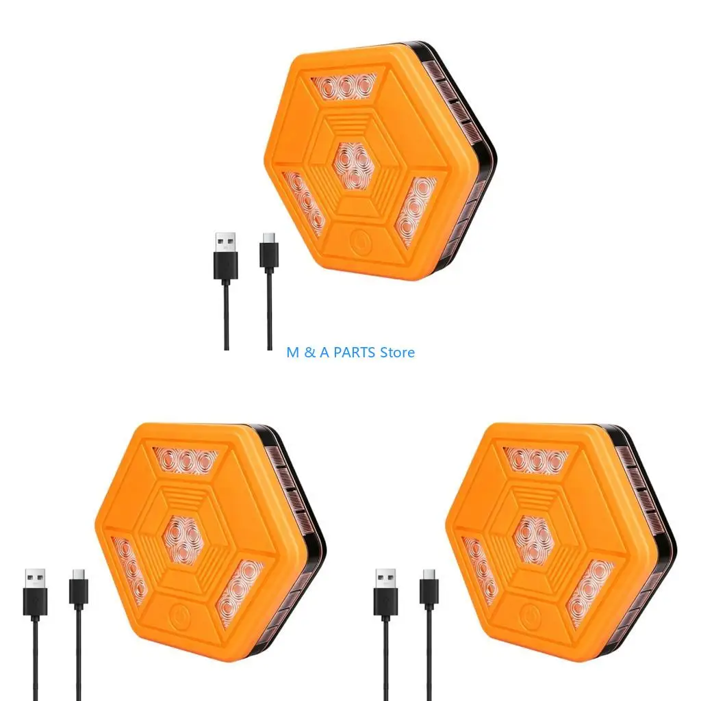 U1JF Portable USB Rechargeable LED Emergency Warning Light For Vehicles Motorcycle