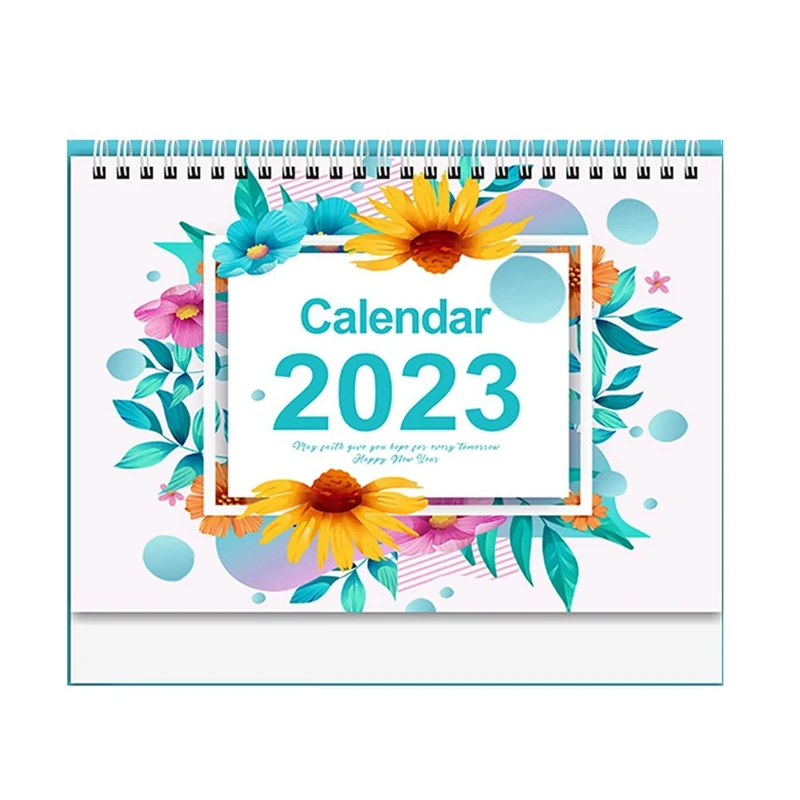 Pequeno calendário de mesa para planejamento e organização, desenhos coloridos mensais, casa ou escritório, 9x7.3 Polegada, 2023