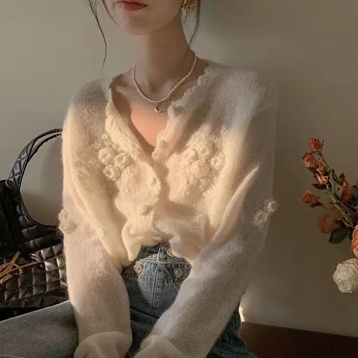 

Sweaters Jumpers Cardigans Womens Alt Lyocell Blend Unisex Sleeve Regular Cut Coffee Date Feminine Pretty Soft Comfortable Sweet