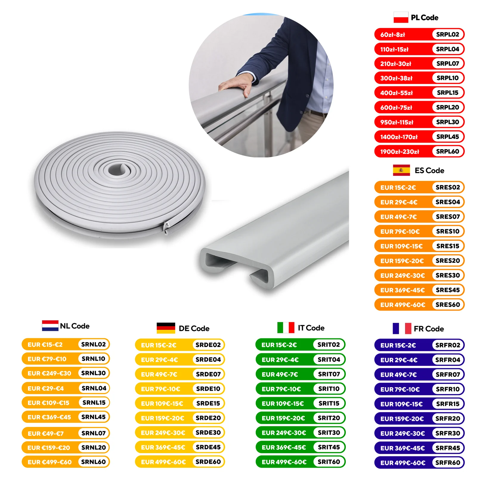 Borde protector de barandilla de escalera de PVC antideslizante de 32.8 pies, para casas, oficinas, escaleras interiores y exteriores