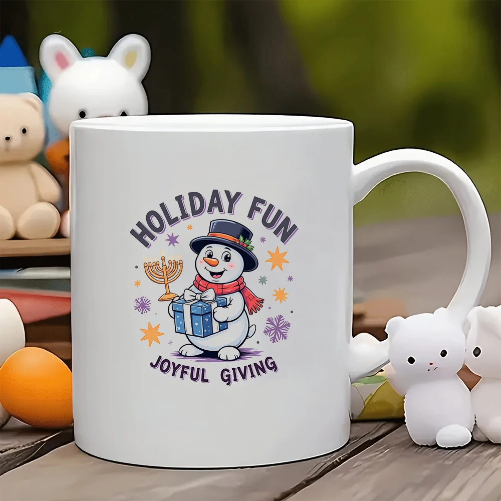 

11oz Ceramic Mug + Cartoon Snowman Christmas Theme + Holiday Gift - Christmas Cup for Kids Family Office Coffee Mug Set