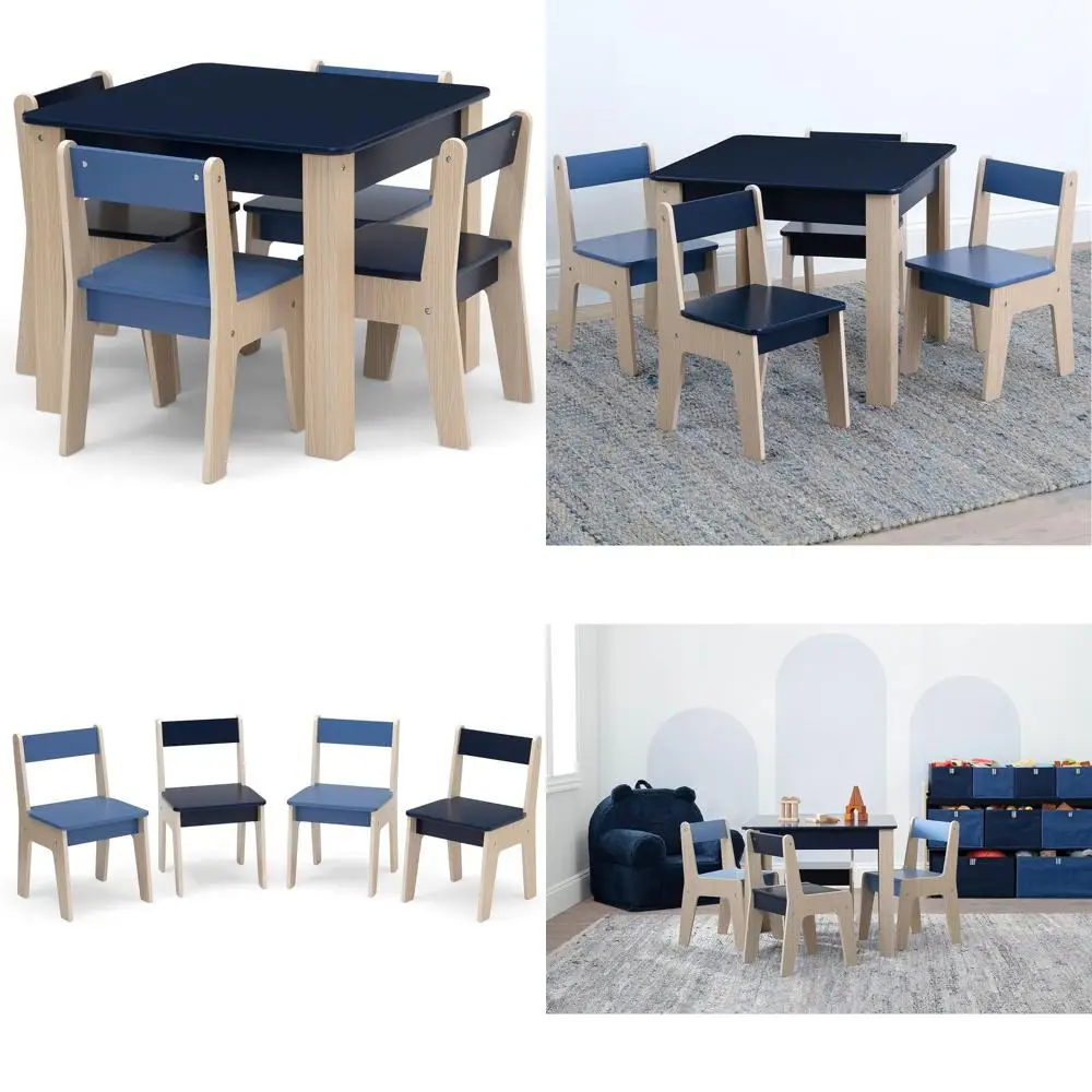 

Greenguard Gold Certified Kids Table and 4 Chairs Set - Navy & Natural, Gap