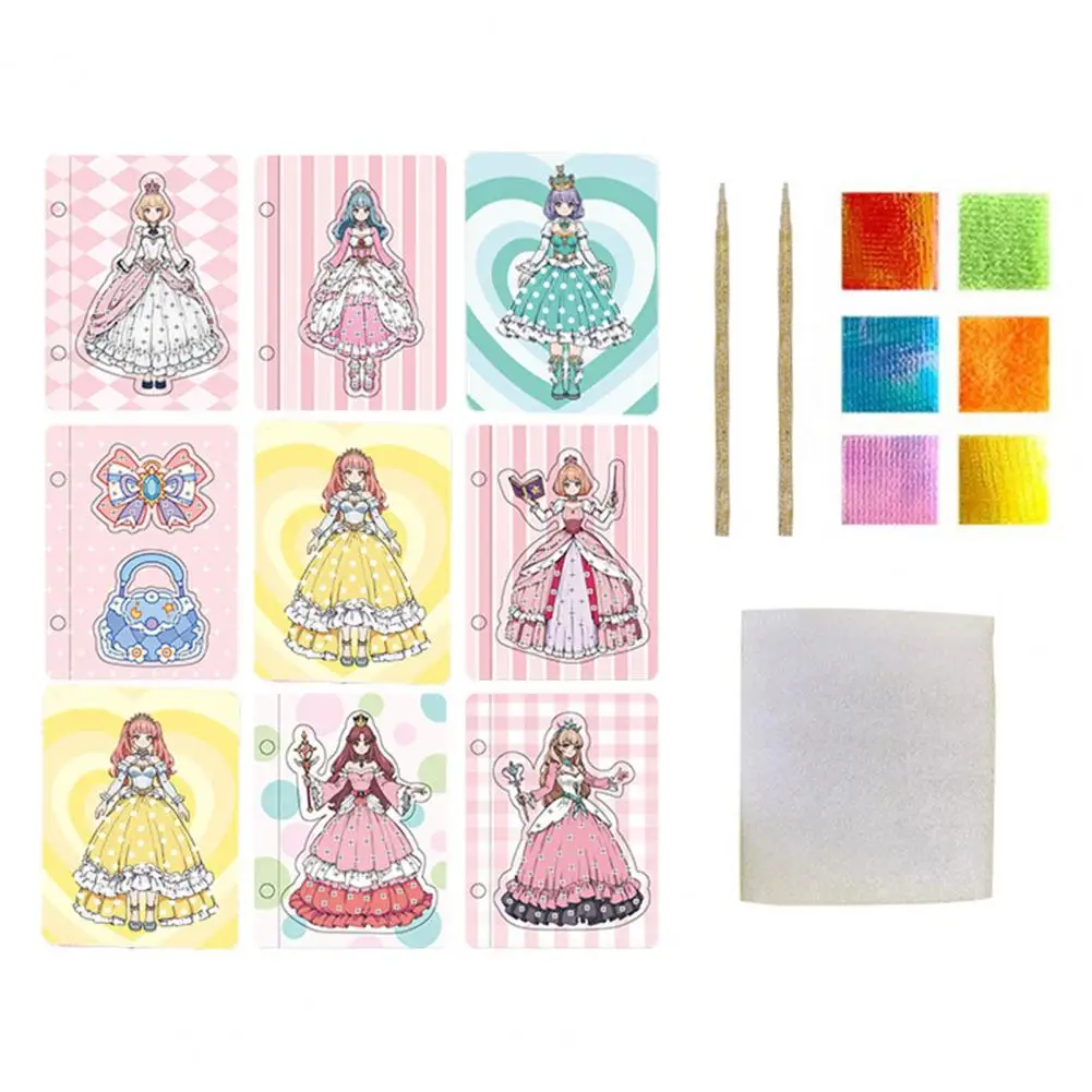 Fashion Princess Dress-up Activity Book Kids' Educational Art Kit with Pen Watercolor Painting Diy Craft Gift