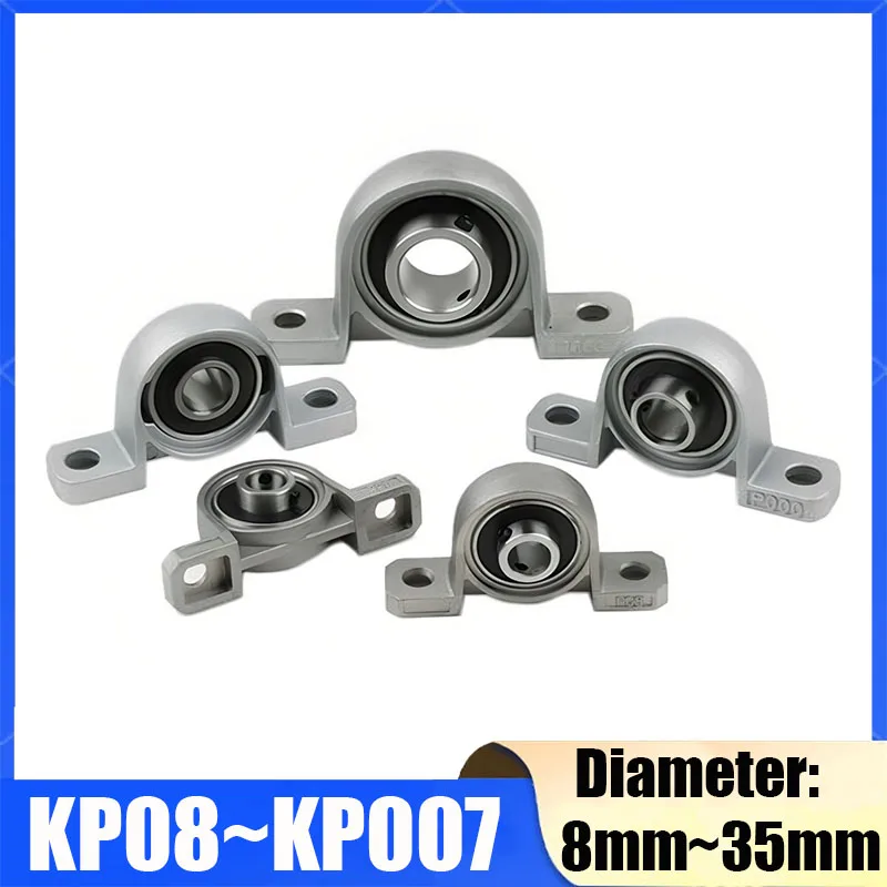 1Pcs Pillow Block Bearing KP08 KP000 KP001 KP002 KP003 KP004 KP005 KP006 KP007 Diameter 8mm 10mm 12mm 15mm 17mm 20mm 25mm~35mm