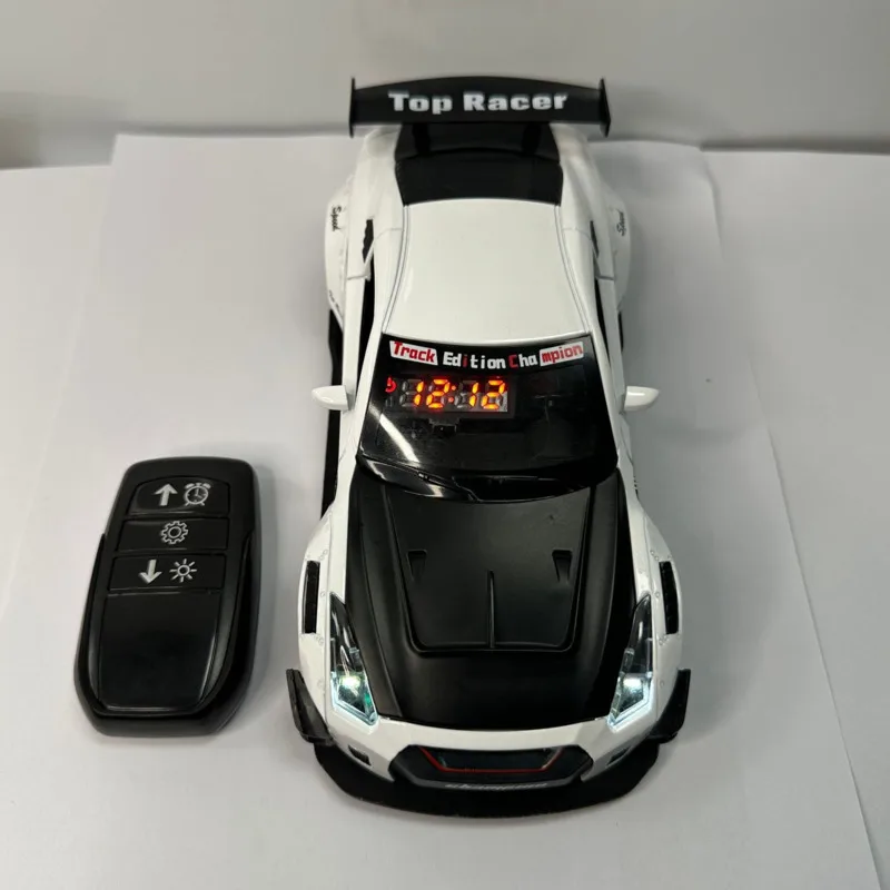 GTR Hypercar Alarm Clock Simulation Supercar Model With Remote Control Engine Sound LED Light Spray Birthday Gift For Men