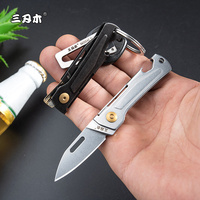 SANRENMU 431S Folding pocket knife 12C27 blade Portable EDC outdoor camping bottle opener  Keychain hole knife