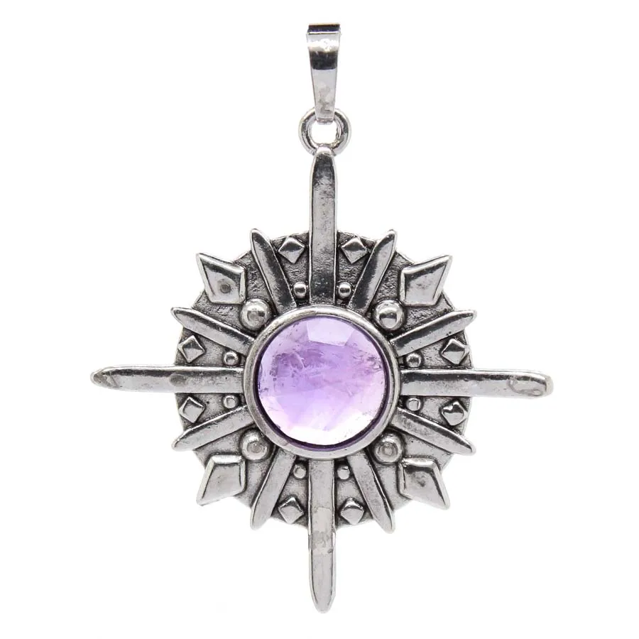 Charms Natural Healing Crystal Starlight Sun Stone Pendants For Women Amethyst Rose Quartz Agate Choice Pendant Men Jewelry