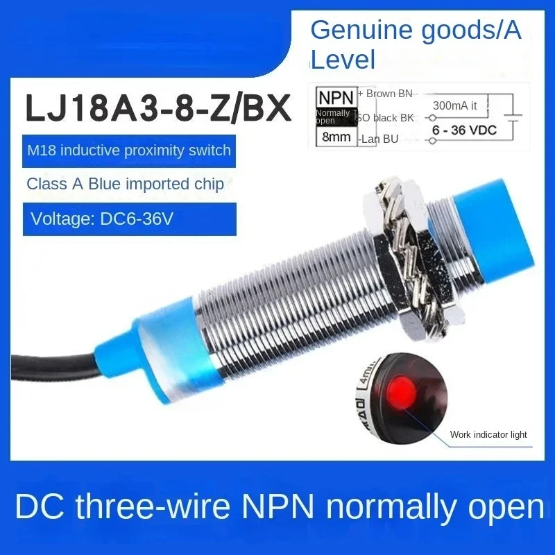 A- Class LJ18A3-8-Z/BX DC Three-Wire NPN Normally Open Dc6-36v Proximity Switch M18 Sensor