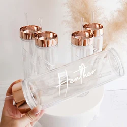 Personalised Tumbler with Lid and Straw Custom Wedding Clear Skinny Tumbler Bachelorette Party Decorations Bridesmaids Gifts