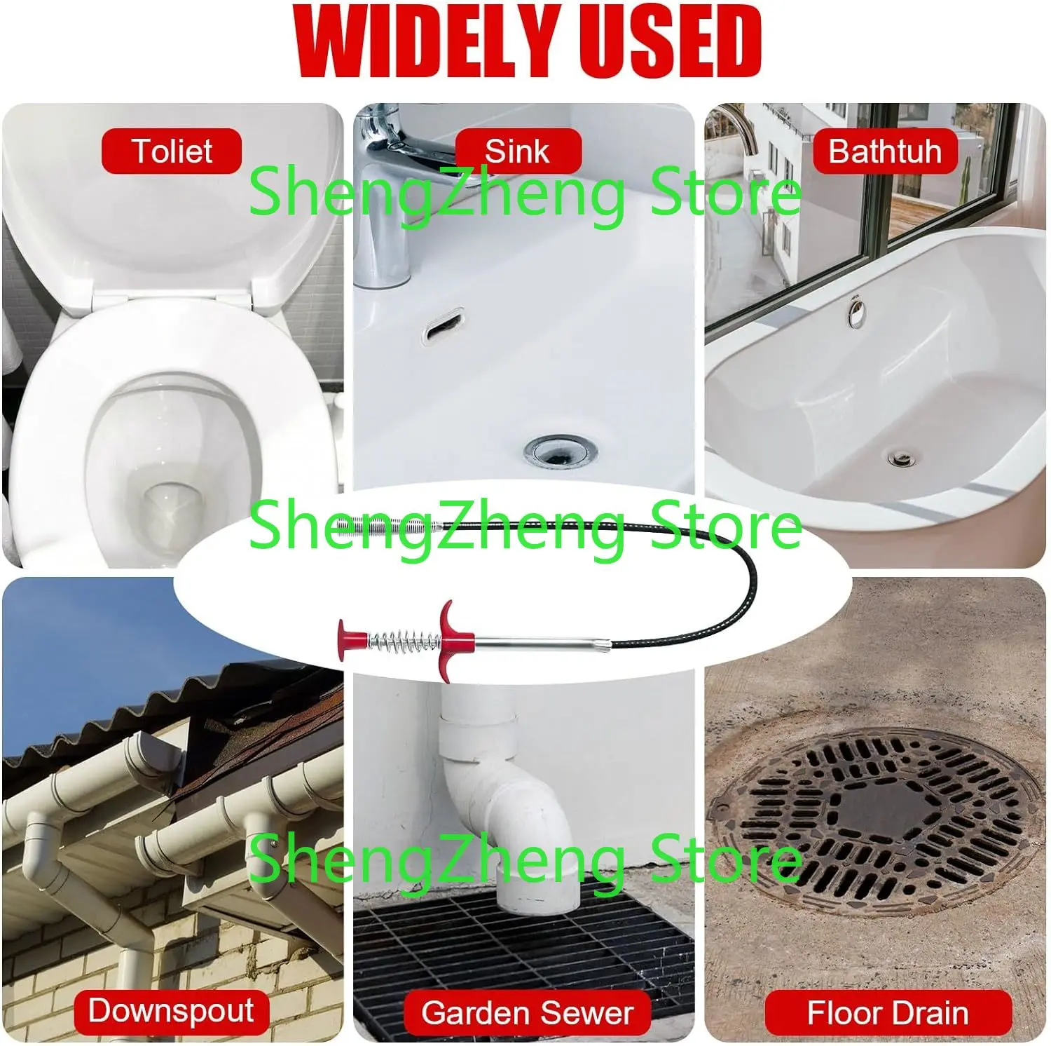 1Pcs Drain Snake Hair Drain Clog Remover Tool - Sink Drain Cleaner Flexible Grabber Claw Pick Up Reacher Tool 60-300cm