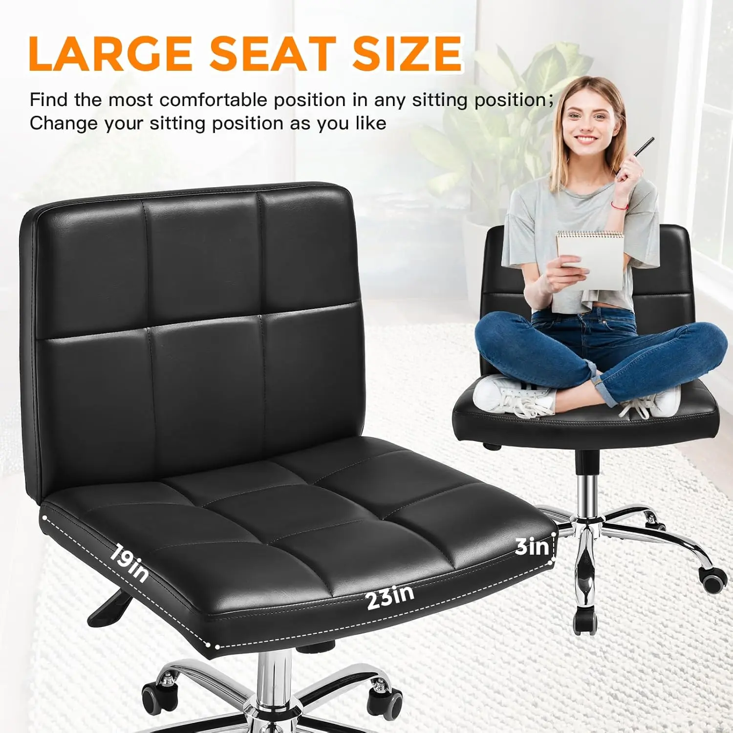 Chaise de Bureau à Roulettes avec Support Arml Ba, Fauteuil Roulant Confortable et Réglable à-360 °