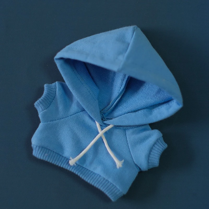 1세트 17cm 면 후드 단색 스웨터 인형 후디 플러시 아기 옷 라부부용 부드럽고 따뜻한 가을 겨울 컬렉션