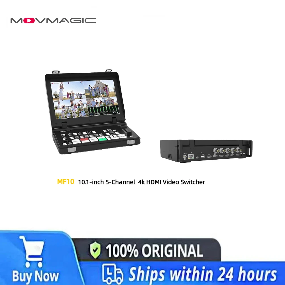 

Видеомикшер MOVMAGIC MF10 5-канальный 4K с 2 PIP, 2 потоками, 1 выходом USB3.1, веб-управлением, опционально NDI, для конференций