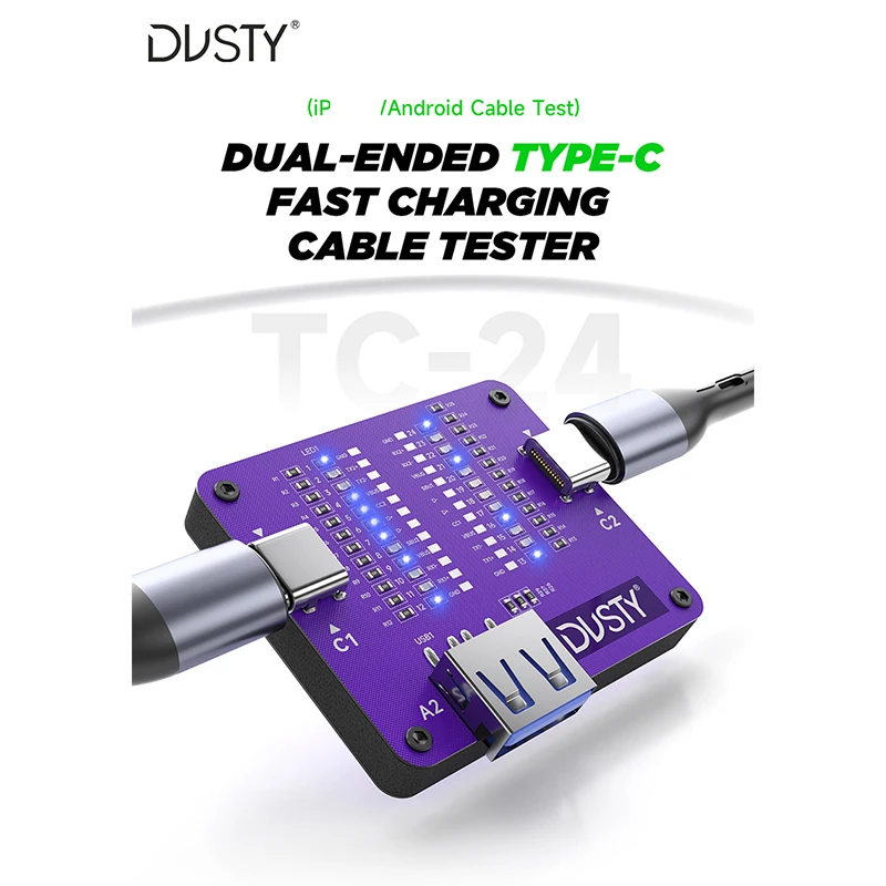 

Dusty TC-24 Circuit Tester Dual-ended Type-C Fast Charging Cable Tester for Phones Motherboard Coil Tester Inductor Detector