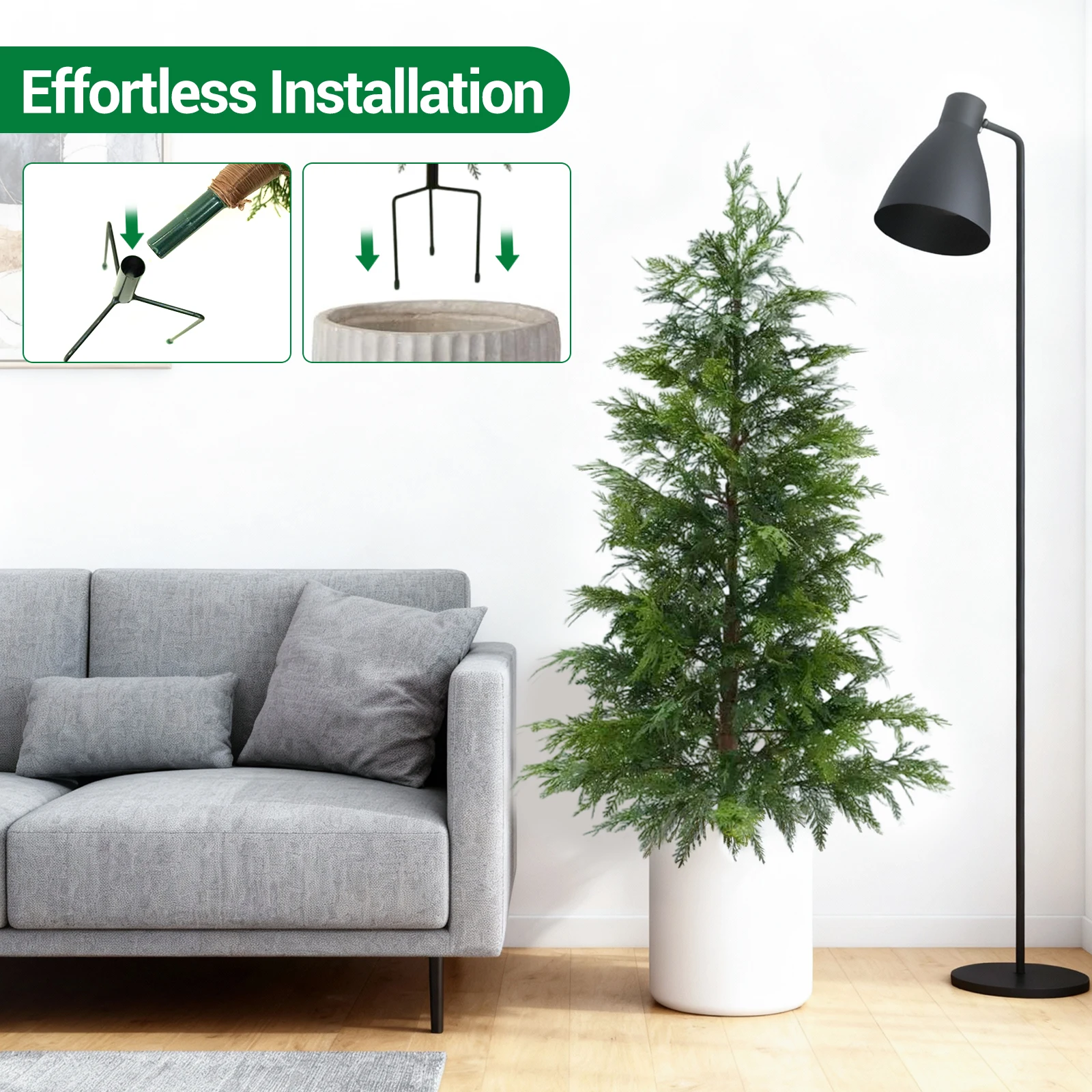 2 قطعة أشجار الصنوبر نورفولك الاصطناعية توبياري شجيرات اصطناعية نبات بوعاء وهمية شجيرات صناعية السرو مع مصباح ليد للديكور المنزل